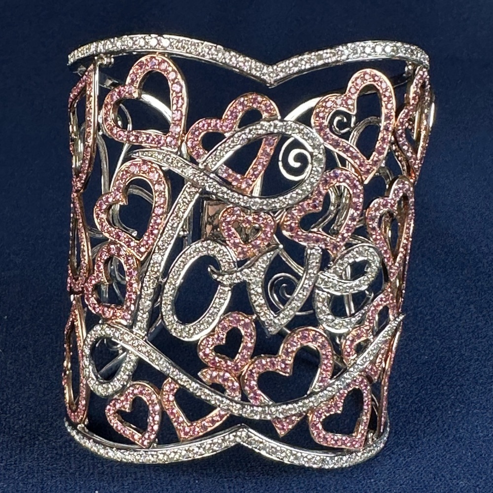 Rosalina 18K Diamonds and pink sapphire “Love Cuff”
